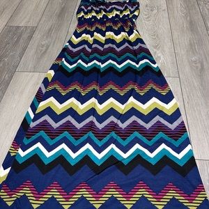 Trixxi Three Pink Hearts Womens Strapless Maxi Dress Stretch Size M Made In USA